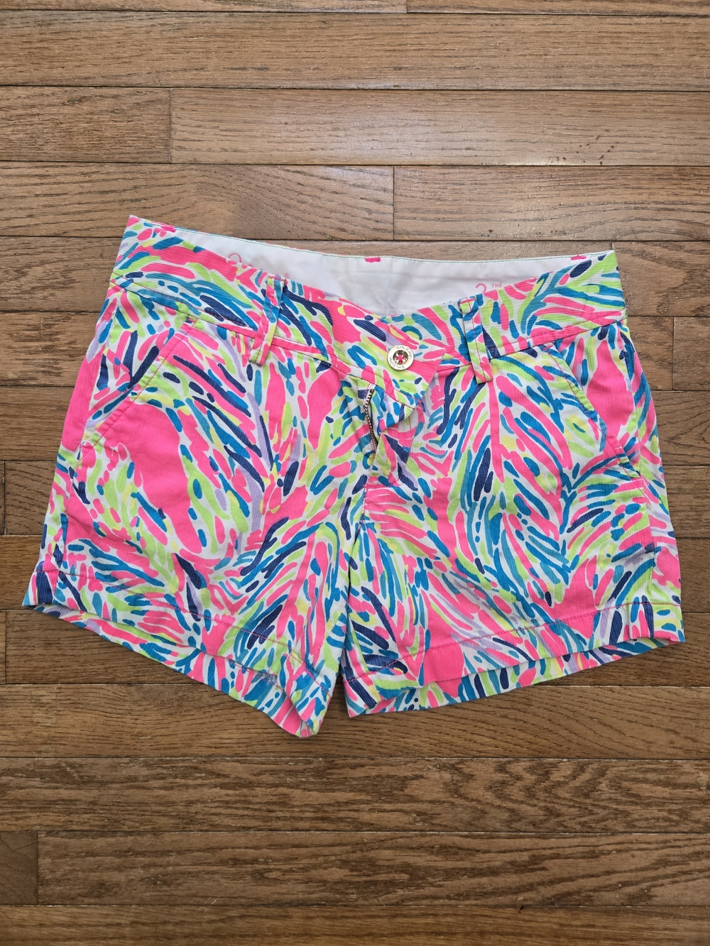Lilly Pulitzer Neon Pink Multicolor Brushstroke Shorts